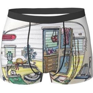 ZJYAGZX Happy Campers Print Heren Zachte Boxer Slips Shorts Viscose Trunk Pack Vochtafvoerend Heren Ondergoed, Zwart, L