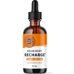 Vimergy Brain Body Recharge* – Met Vitamine D3, K2 & CoQ10 – Versterkt spieren en botten – Beschermt tegen vrije radicalen – Vegan en Glutenvrij – 55ml