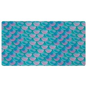 VAPOKF Zeemeermin schaal patroon groen roze keuken mat, antislip wasbaar vloertapijt, absorberende keuken matten loper tapijten voor keuken, hal, wasruimte