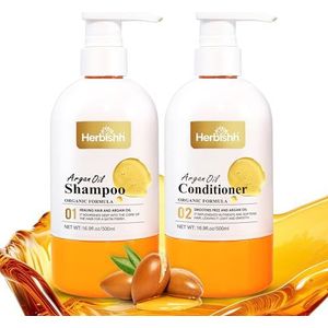 Herbishh Marokkaanse Argan Haar Shampoo + Argan Haar Conditioner Set - Vrij van Minerale Oliën, Sulfaten en Parabenen | Voor Droog en Frizzy Haar