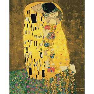 ARTNAPI Schilderen op nummer, voor volwassenen en kinderen, set met frame, 40 x 50 cm (de kus (Gustav Klimt)) - DIY olieverfschilderij op canvas cadeau - zeer grappig en ontspannend, anti-stress, leren schilderen