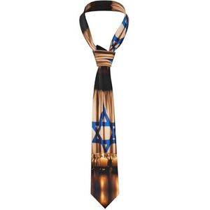 kdikkg Bedrukte stropdas met Israëlische vlag voor heren, beste match voor bal, bruiloften, bruidegom, ceremonie, formele vergadering, casual feest, geschenken., Zwart, Eén maat