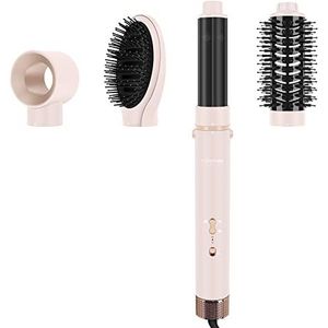 MaxAir Styler, 5-in-1 haardroger, warmluchtborstelset, ronde borstel-föhn, krultang, 5 opzetstukken, drogen, glad, volume, krullen, ionenverzorging, motor met hoge snelheid, roze