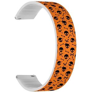 RYANUKA Solo Loop band compatibel met Ticwatch E3, C2 / C2+ (onyx en platina), GTH/GTH Pro (zwart oranje schattige schedel), snelsluiting, 20 mm rekbare siliconen band, accessoire, Siliconen, Geen