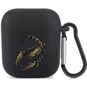 Tribal Golden Scorpion Leuke Case voor AirPods 2 & 1 Schokbestendige Beschermende Hoofdtelefoon Gevallen Cover Met Sleutelhanger voor Mannen Vrouwen