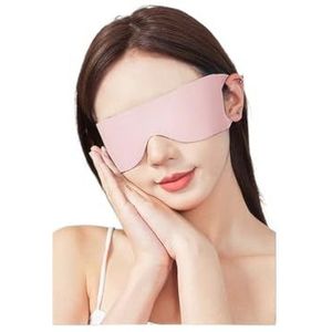 Lichtblokkerend draagbaar dun ijs-zijden oogmasker voor zomer reizen slapen blinddoek met oorhangende riem unisex ooglapje (huid roze)