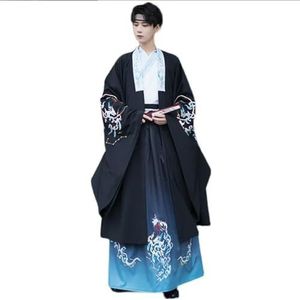 INSTR Gradiënt Blauw Hanfu Mannen Chinese Oude Borduurwerk Hanfu Mannelijke Cosplay Kostuum Hanfu Outfit Voor Mannen Plus Size