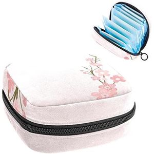 Maandverband Opbergtas, Menstruatie Cup Pouch Tampon Bag, Periode Pads Houder Organizer voor Vrouwen Meisjes, Kersenbloesem