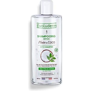 EVOLUDERM - Kokosregen detox shampoo - 400 ml - 96% natuurlijke oorsprong - veganistisch - gemaakt in Frankrijk