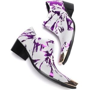 ZZveZZ Geelpaarse Leren Schoenen For Heren, Banketschoenen (Color : Purple, Size : 39 EU)