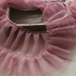 Zachte geplooide dubbele laag tule kant kleding huis textiel stoffen accessoires DIY kinderen pofrok ruches manchet naaien decoratie-donkerroze-1 yard