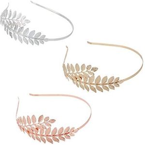 3 Stuks Make-up Haarwikkel Hoofdband Bruiloft Hoofdtooi Blad Kroon Hoofdband Blad Bruiloft Sprankelende Hoofdband Bruiloft Haarband Hoofddeksel Van Bladgoud Meisje Bruid Geschenk