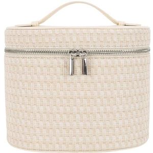 Generic Draagbare Cosmetische Tas Grote Capaciteit Rits Opbergtas Multifunctionele Draagbare Huidverzorging Pouch voor Foundation Lipstick Oogschaduw, Beige, 210.00x140.00x160.00mm/8.27x5.51x6.3inch