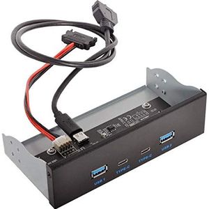 Cablecc USB-C & USB 3.0 HUB 4-poorten voorpaneel naar moederbord 20-pins connectorkabel voor 5.25 CD-ROM Bay