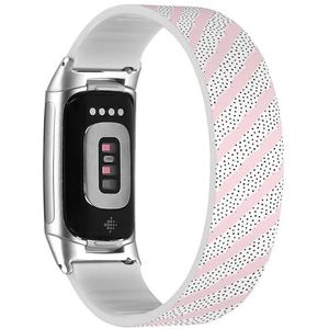 RYANUKA Solo Loop Band Compatibel met Fitbit Charge 5 / Fitbit Charge 6 (Trendy Stripes Polka) Elastische Siliconen Band Strap Accessoire, Siliconen, Geen edelsteen