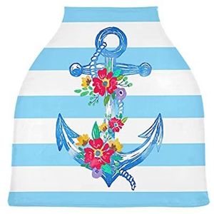 Blauwe Bloem Streep Baby Autostoelhoes Luifel Stretchy Nursing Covers Ademend Winddicht Winter Sjaal voor Baby Borstvoeding Jongens Meisjes