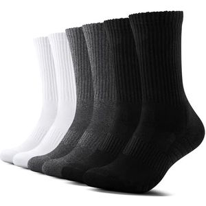 TUUHAW Tennissokken heren dames (6 paar) sportsokken gevoerde loopsokken zwart wit grijs, 35/38 EU