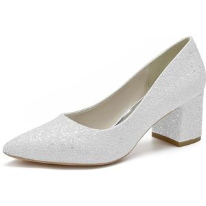 SYDZSW Glitter bruidsschoenen met hoge hakken, ivoorkleurig, sandaal, bruid, 35-43, Wit, 43 EU