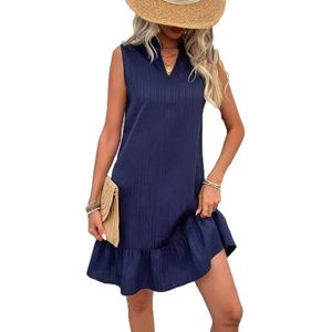 yk8fass Mouwloze chalter Jurk rt-2356, marineblauw, S