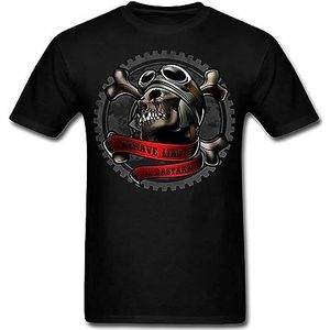 Motorcycle Biker Skull Cross Bones Rider Men's T Shirt T-shirts & overhemden(X-Large)