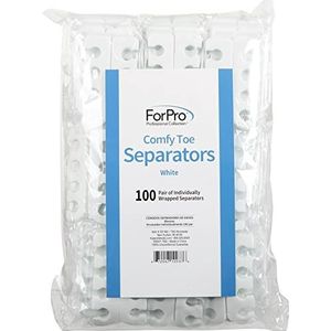 ForPro Comfy Teenslippers voor pedicure, wit, 100 paar x 8,9 cm, wit