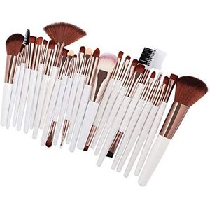 25 Stuks Make-up Cosmetische Borstels Set voor Foundation Poeder Concealer Mengen Witte Koffie