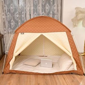 Tent voor bed, bed tent dubbel, indoor huishoudelijke bedtent, wintertent, verdikte katoenen tent, warm, winddicht en koudebestendig, drie deuren open, zowel bed als vloer kunnen worden gebruikt