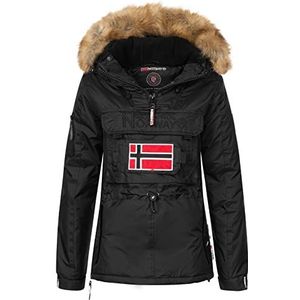 Geographical Norway BULLE LADY - Waterdichte warme parka voor dames - dikke jas met capuchon voor buiten - warme winterjas - buitenvoering damesjas, Zwart, S