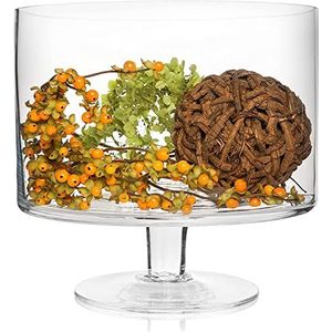 SOLAVIA Trifle Bowl groot, helder glas, dessert op voet rond decoratief, H22 cm D22 cm Ula Trifle Bowl, 4 L Pudding Serveerschaal