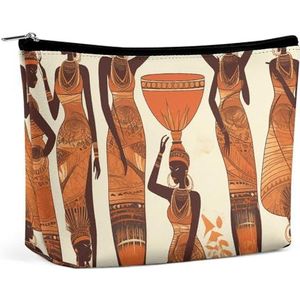 HEBVNJF Van de de Zak Draagbare Kosmetische Zak van de reismake-up de Vlag van Amerika en de Opbergzak, Afrikaanse Tribal Vrouw, Eén maat