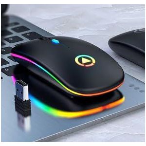 Draadloze muis, USB, draadloos, oplaadbaar, reizen, voor laptop, computer, pc, slank, 2,4 GHz, A2 (zwart)