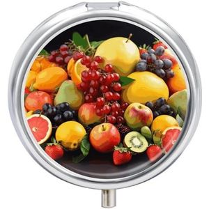 Verse vruchten ronde pillendoos 3 compartiment pillendoosje draagbare reizen pillenorganisator geneeskunde tablet vitaminehouder organizer voor portemonnee zak