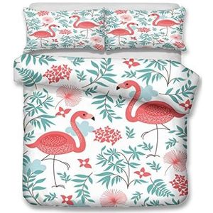 Dekbedovertrekset Trendy Flamingo Tropical Toucan Bird Flower Green Leaf beddengoed set 3/4 stuks, dekbedovertrek + kussensloop + beddengoed, enkel, dubbel, koning, super king