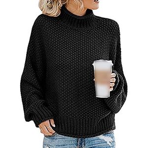 Herfst/Winter Sweater Dames Dikke Draad Coltrui Trui Vrouwen, Zwart, XL