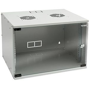 HMF 65707-07 netwerkkast, serverkast 19 inch | 7 HE | 400 mm diepte | glazen deur | lichtgrijs