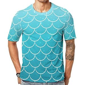 Blauwe zeemeerminstaart heren Crew T-shirts korte mouw T-shirt casual atletische zomer tops