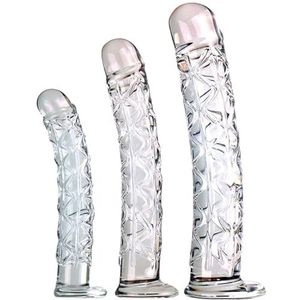 GOYOUTON Glazen dildo S/M/L Glazen dildo met draad Anale dildo's Realistische penisdildo's Transparante kristallen glazen plug G-spot anaalplug Grote buttplug Erotische spellen Speeltjes for mannen Vr