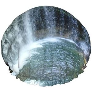 Kumamoto Falls bedrukte douchemuts dubbellaagse waterdichte badmuts met elastische band voor dames