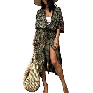 LikeJump Kimono, dames, lang, gebloemd, ochtendjas, cover