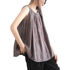 Dvbfufv Damesmode effen kleur mouwloos Lace Up T-shirt vrouwen zomer losse casual all-match shirt tops, Paars, XS