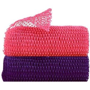 2 stuks Afrikaanse badspons Afrikaans net lang net badspons exfoliërende douche lichaam scrubber rugscrubber huid gladder, dode huidverwijderaar, geweldig voor dagelijks gebruik (roze, paars)