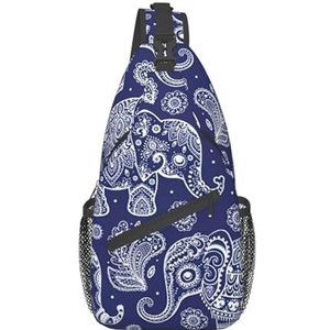 Aardbei Print Crossbody Fanny Pack, Sling Rugzak Tas voor Vrouwen, Reizen Wandelen Borst Tas Dagrugzak, Boho Olifant, Eén maat