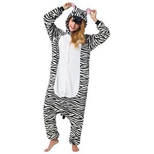 Katara 1744 - Zebra kostuum pak onesie/jumpsuit eendelig body voor volwassenen dames heren als pyjama of pyjama unisex - veel verschillende dieren
