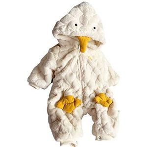 Fleece Jumpsuit voor Baby's, Schattige Fleecekleding uit één Stuk voor Baby's, Pasgeboren Baby Cartoon Eend, Sneeuwpak Warme Fleece Romper Jumpsuit met Capuchon, Bovenkleding voor Baby's Romper(M)