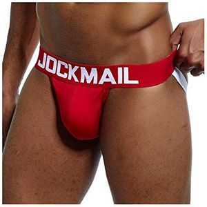 JOCKMAIL Sexy Heren Jock Riemen Ondergoed Katoen Sexy Jocks Bikini G-String Heren Tanga Slip Mannelijk Ondergoed Gay Tanga 6 Kleuren, Rood, M