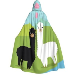 WURTON Alpaca Print Volwassen Hooded Mantel Unisex Capuchon Halloween Kerst Cape Cosplay Kostuum Voor Vrouwen Mannen