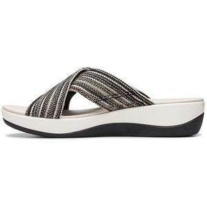 Clarks Arla Wave Slide Sandaal voor dames, Zwart Combi, 40 EU