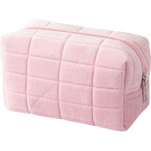 DieffematicHZB make-up tas Large Capacity Pink White Blue Plush Makeup Bag Pencil Case Cute Storage Bag Soft Multifunctional Cosmetic Bag Organizer (Color : Pink)