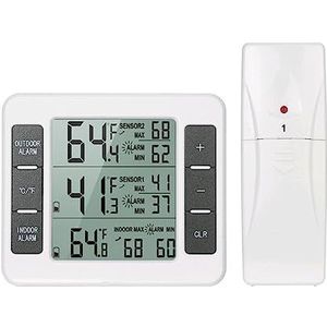 Draadloze Digitale Koelkast Alarm Thermometer Koelkast Thuis Binnen Buiten Sensor Thermometer Klok Batterij Aangedreven Nauwkeurige Monitor(18cm)