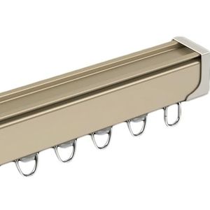 Gordijnrail plafondrailset met stille rollen, plafond en wandmontage, zwaar belastbare gordijnrails, voor woonkamer, slaapkamer, kamerverdeler (goud, 500 cm)